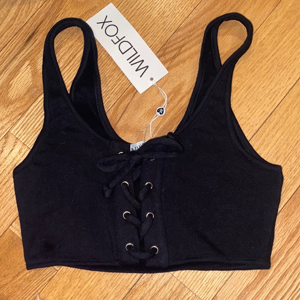 wildfox lace up crop top NWT